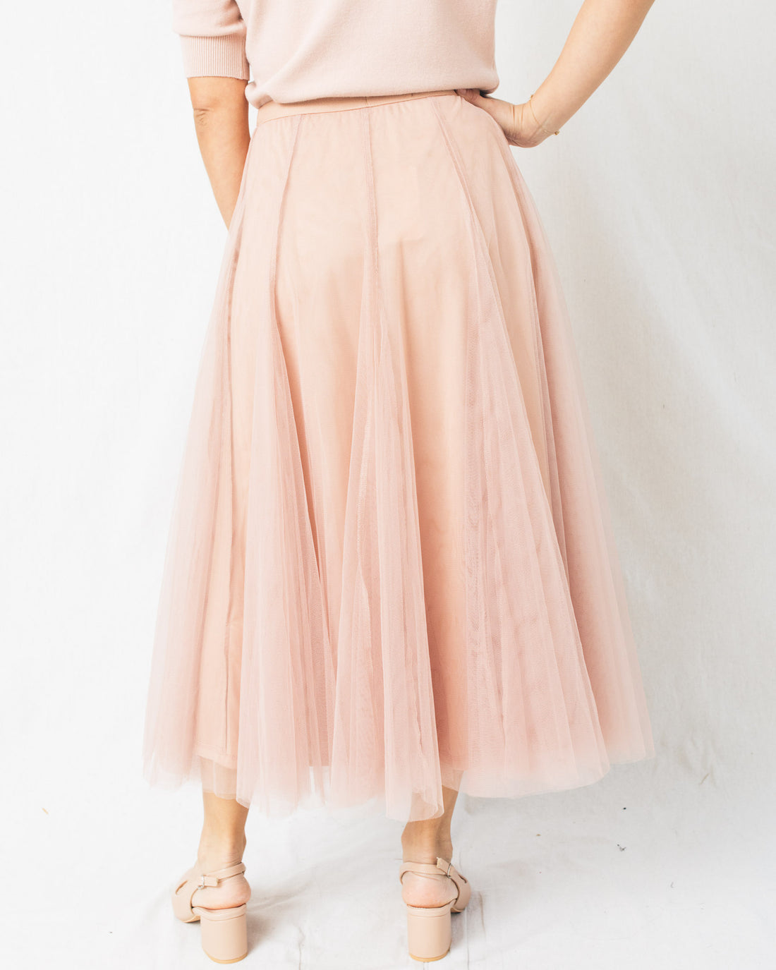 Be Free Mesh Paneled Midi Skirt