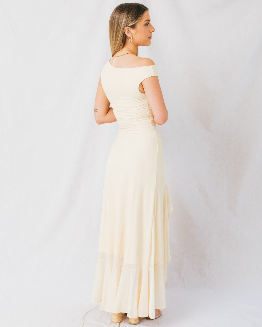 Allegra Bodycon Ruffled Side Slit Maxi Dress