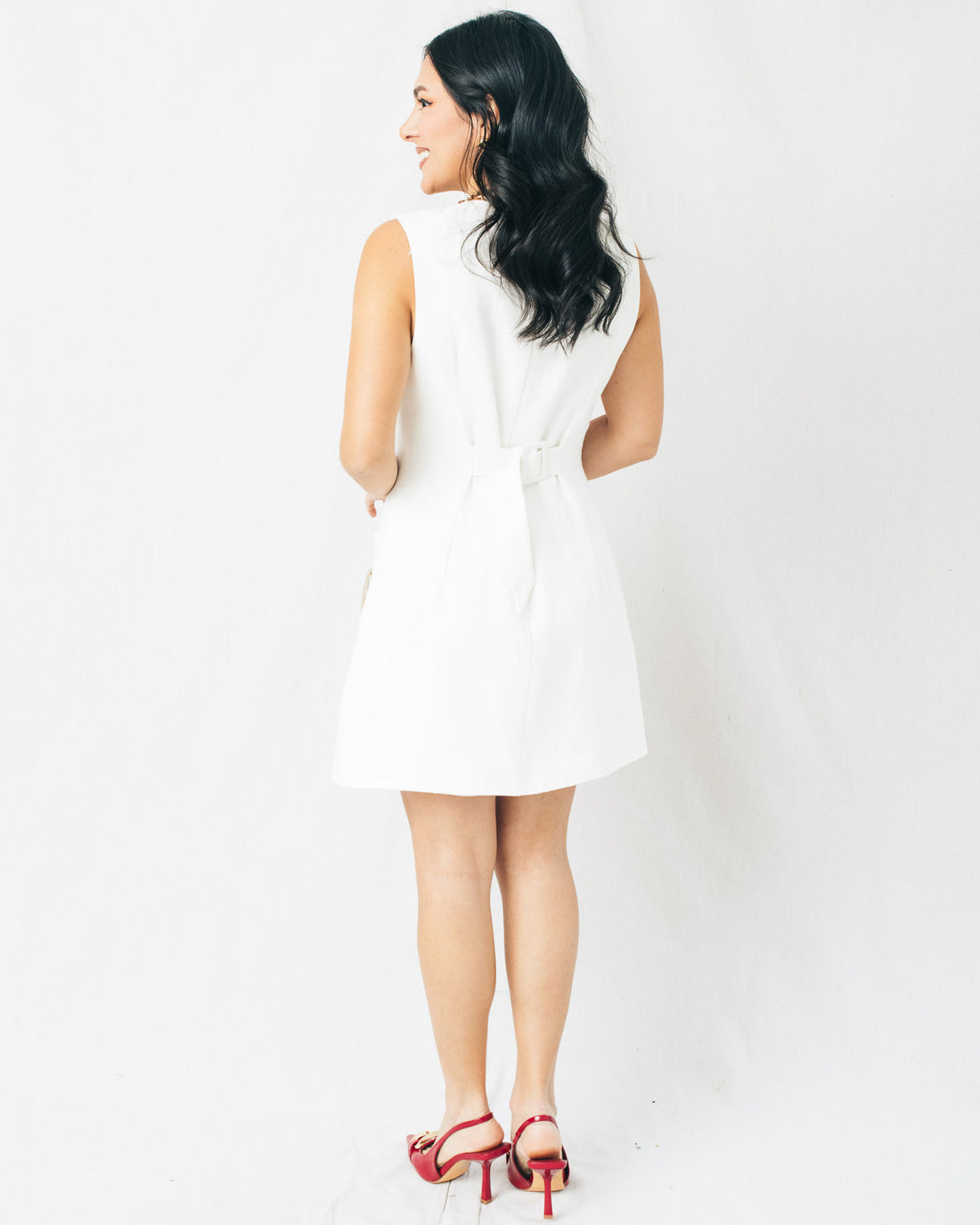 Malia Square Neck Button Down Mini Dress