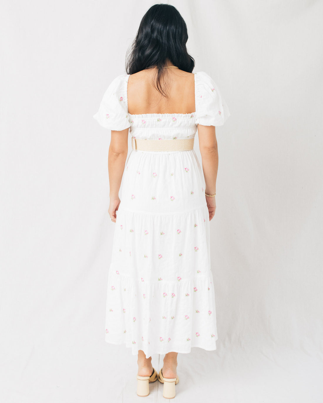 Roslyn Square Neck Bubble Sleeve Midi Dress