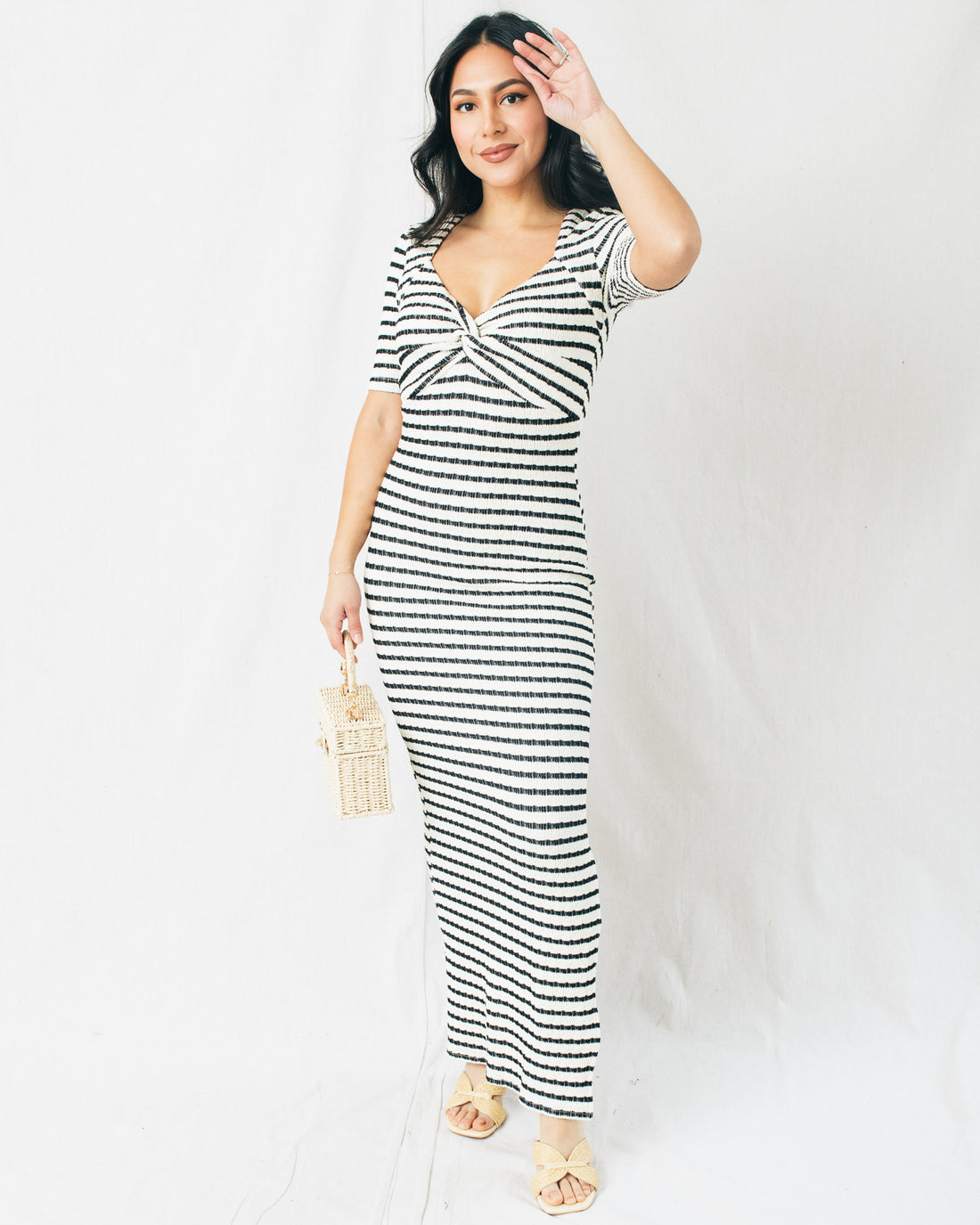 Tribeca Striped Knit Short Sleeve Maxi Dress