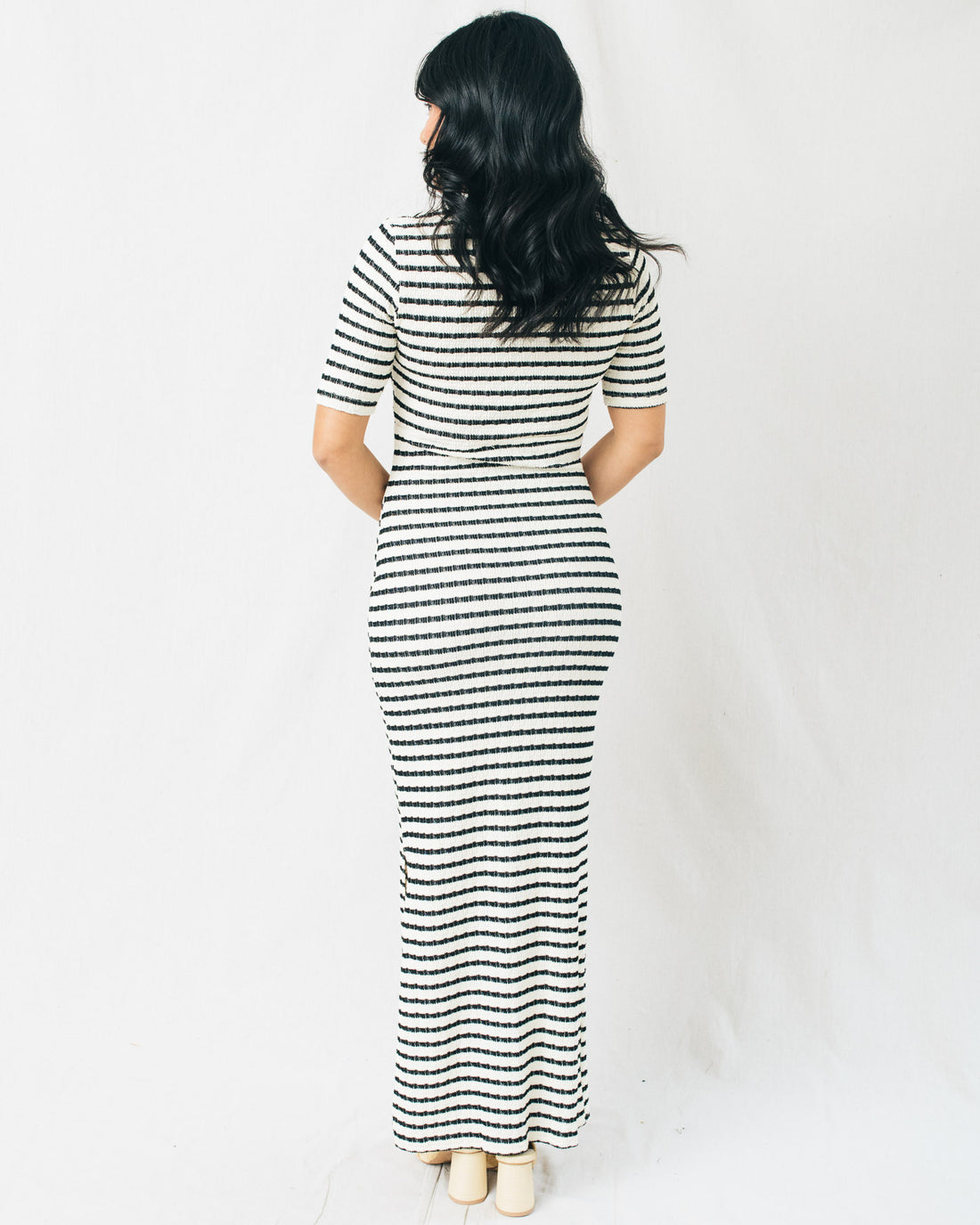 Tribeca Striped Knit Short Sleeve Maxi Dress