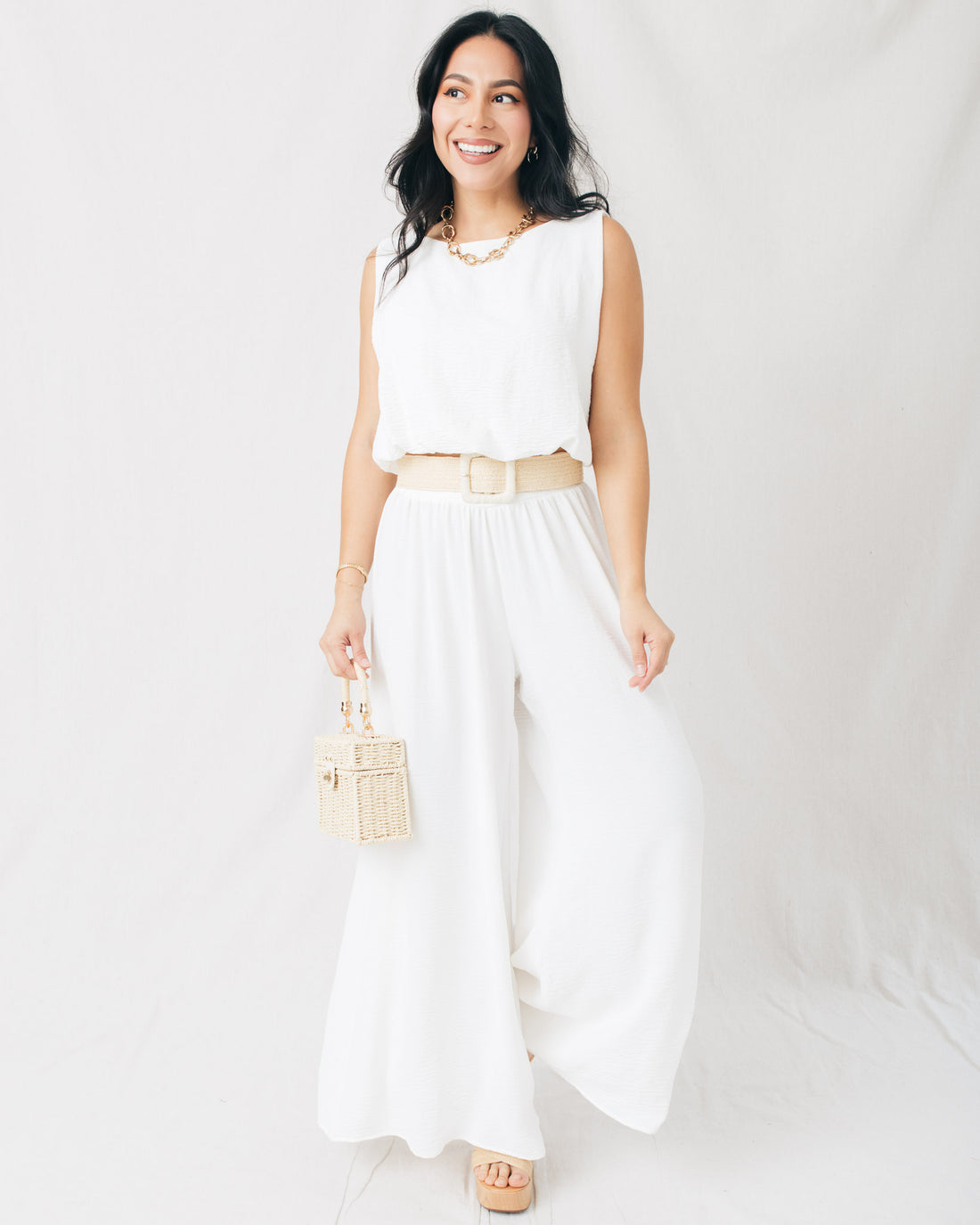 Bon Temps Crepe Bubble Crop Top