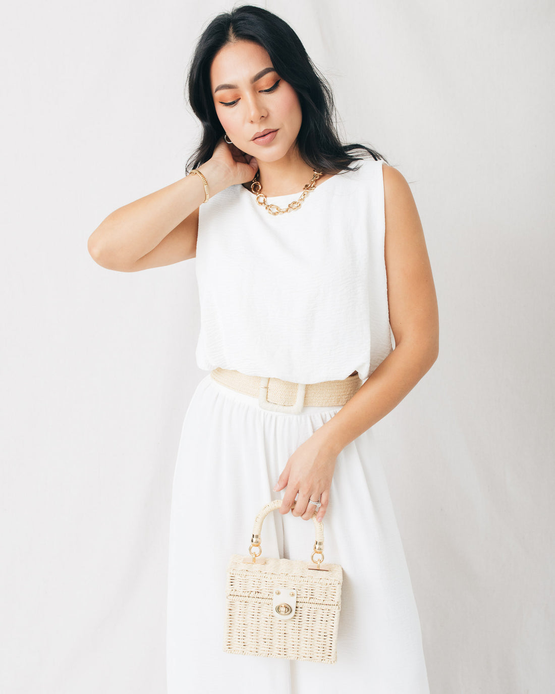 Bon Temps Crepe Bubble Crop Top