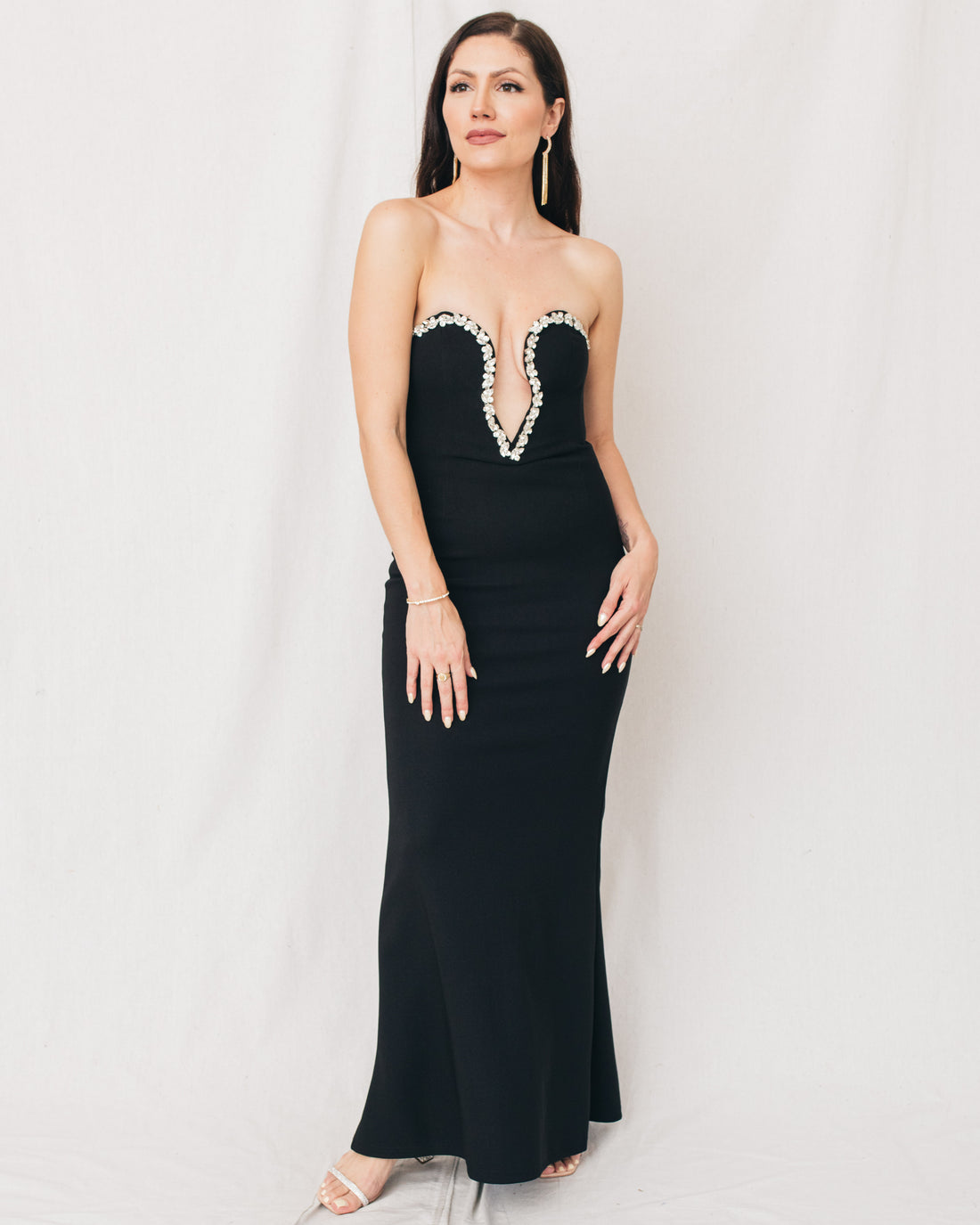 Invite Me Over Rhinestone Embellished Maxi Dress