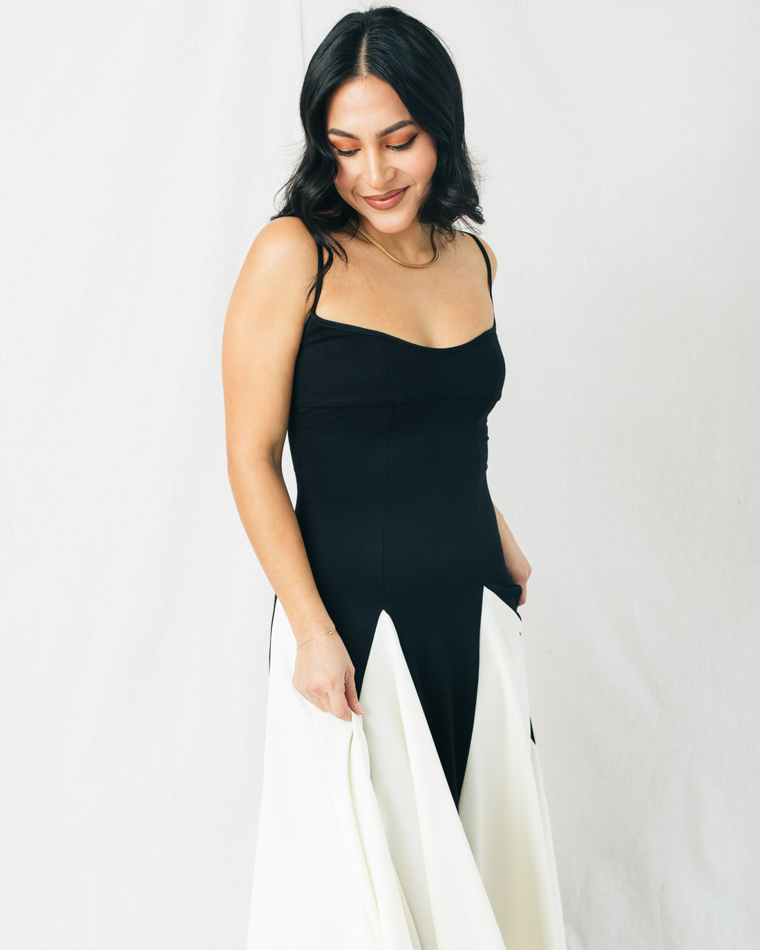 Lena Contrast Sleeveless Slim Maxi Dress