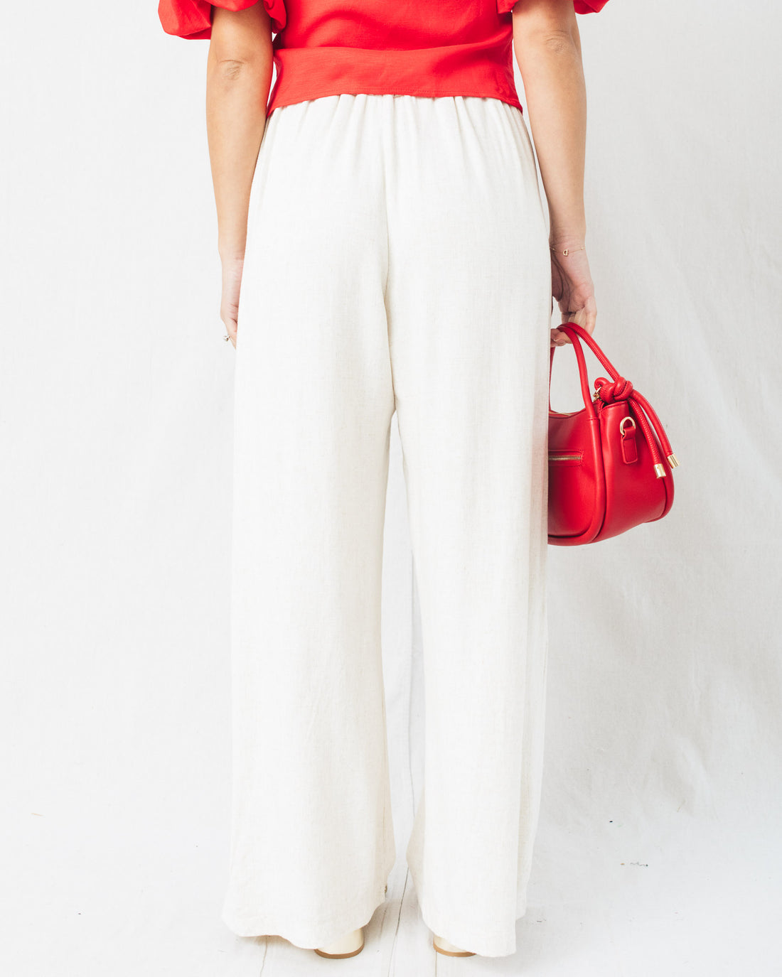 Sonny Pleated Cropped Palazzo Linen Pants