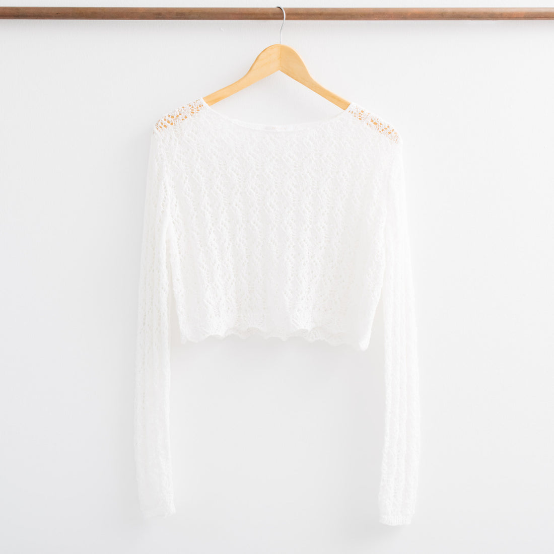 Sunshine Scoop Neck Crochet Long Sleeve Top