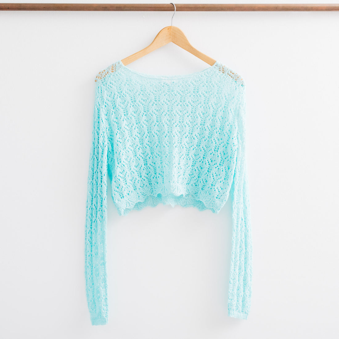 Sunshine Scoop Neck Crochet Long Sleeve Top
