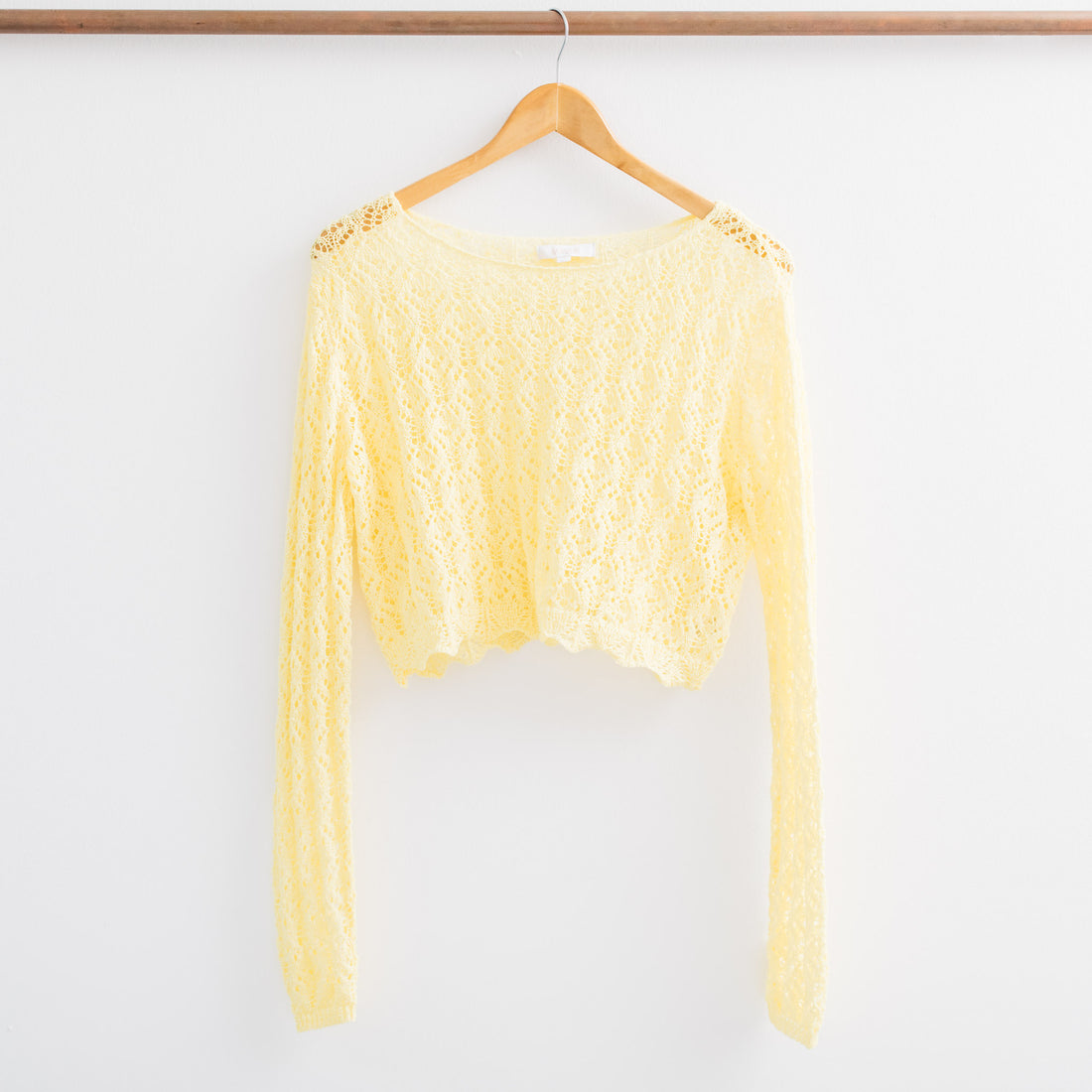 Sunshine Scoop Neck Crochet Long Sleeve Top