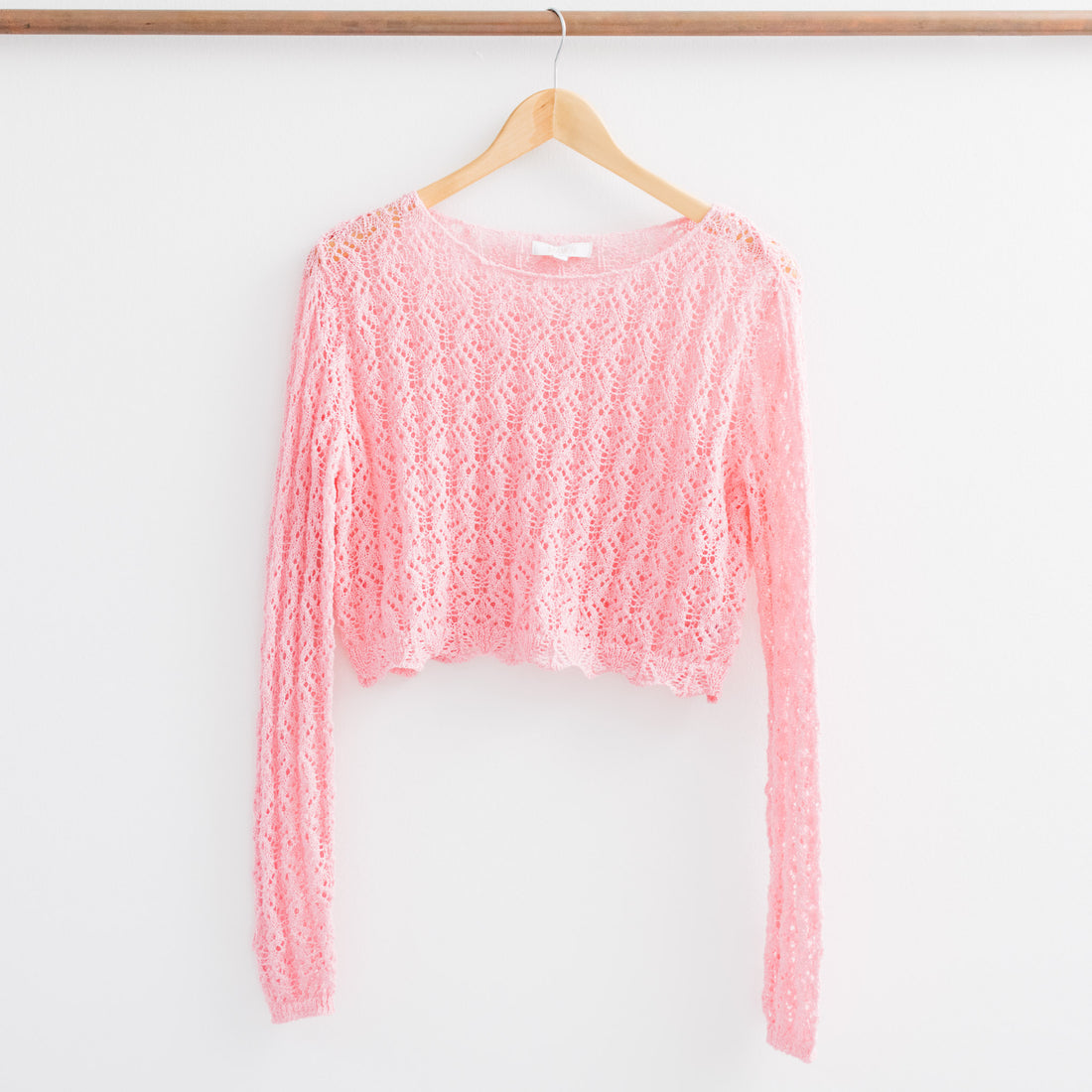 Sunshine Scoop Neck Crochet Long Sleeve Top