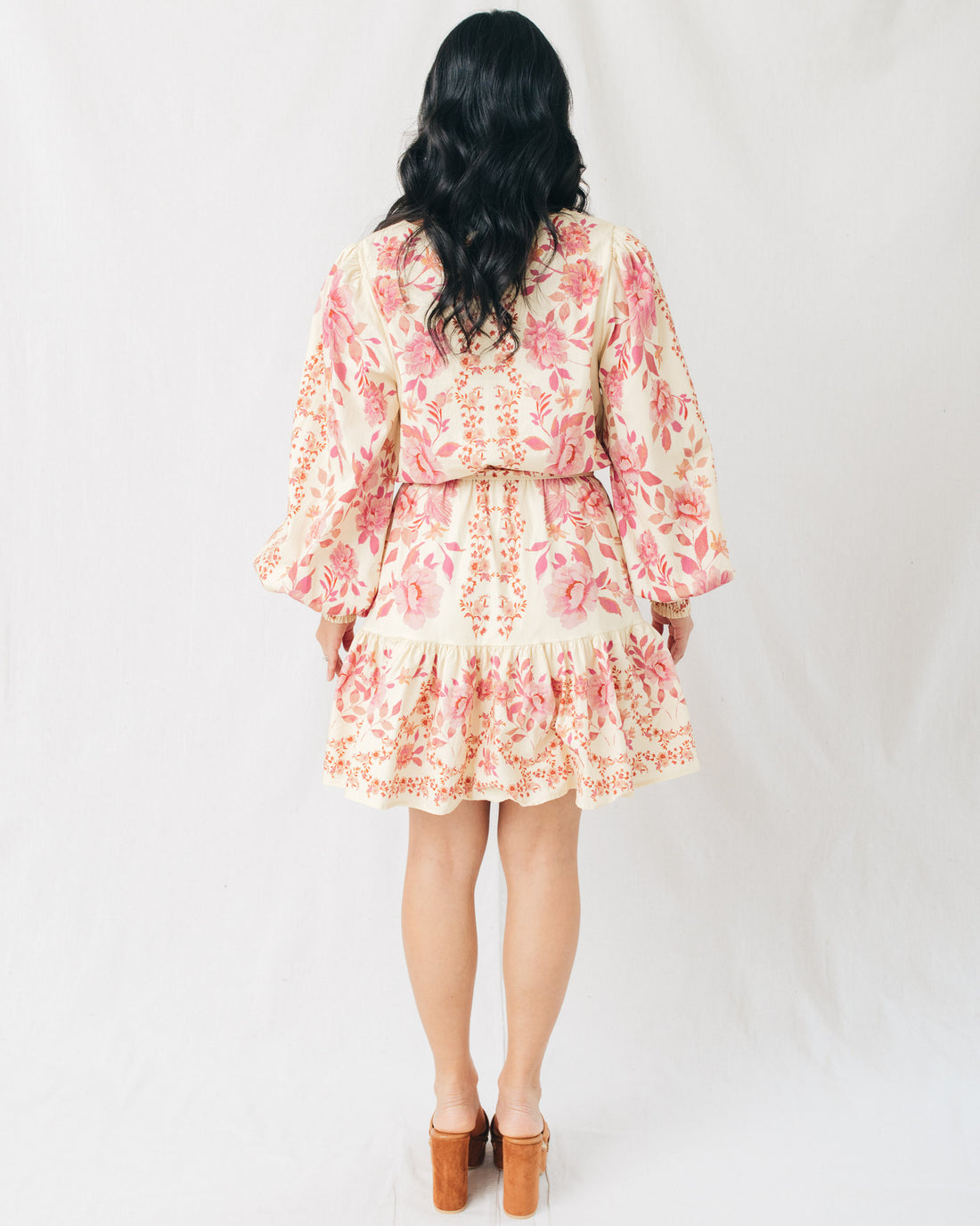 Amelee Round Neck Long Sleeve Printed Mini Dress
