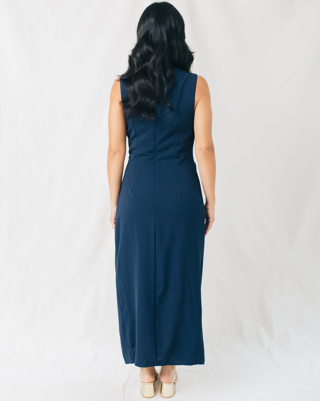 Octavia Gold Buckle Detail Midi Dress