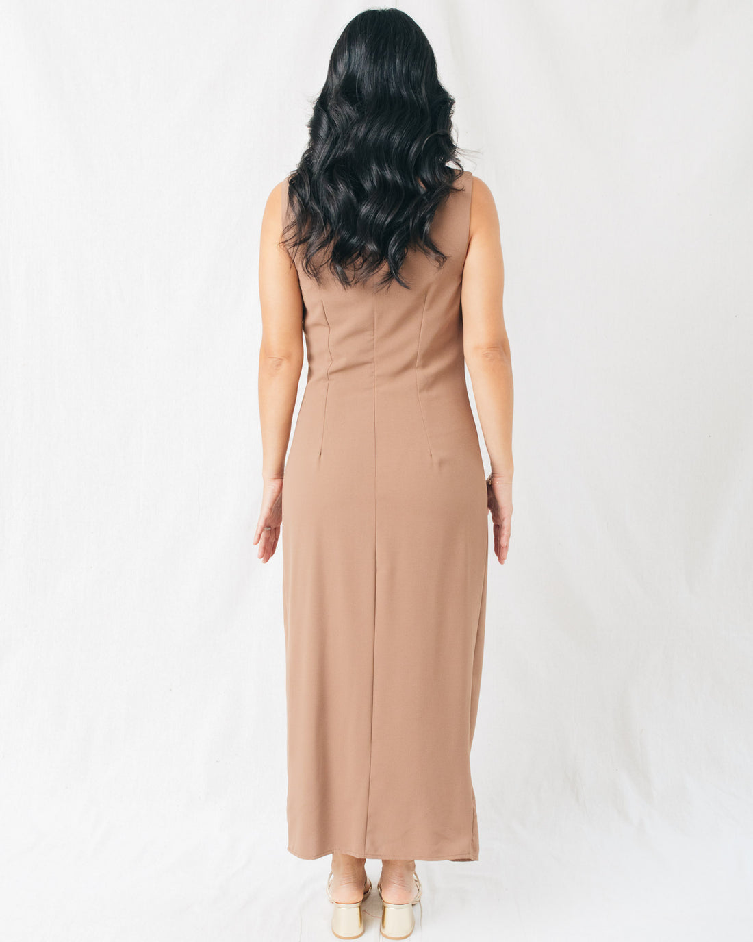 Octavia Gold Buckle Detail Midi Dress