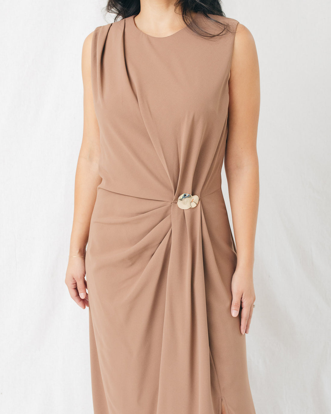 Octavia Gold Buckle Detail Midi Dress
