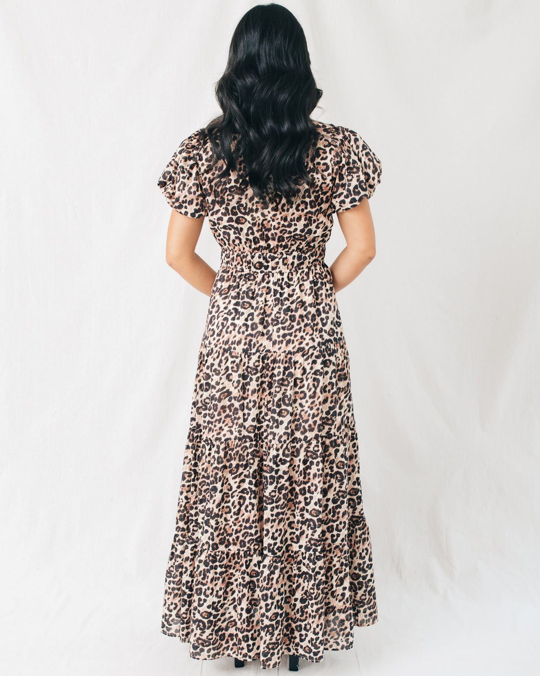 Aisling Elastic Waist Tiered Midi Dress