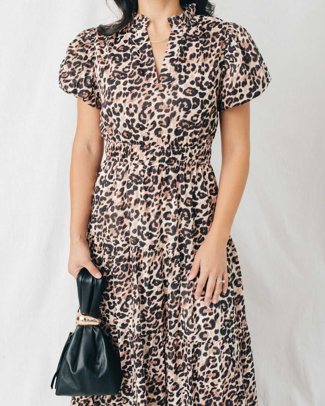 Aisling Elastic Waist Tiered Midi Dress