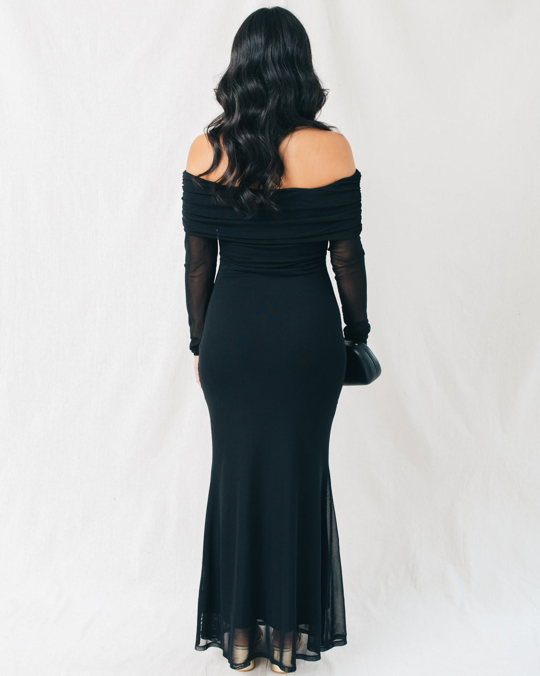 Viola Ruched Off Shoulder Long Sleeve Maxi Dress