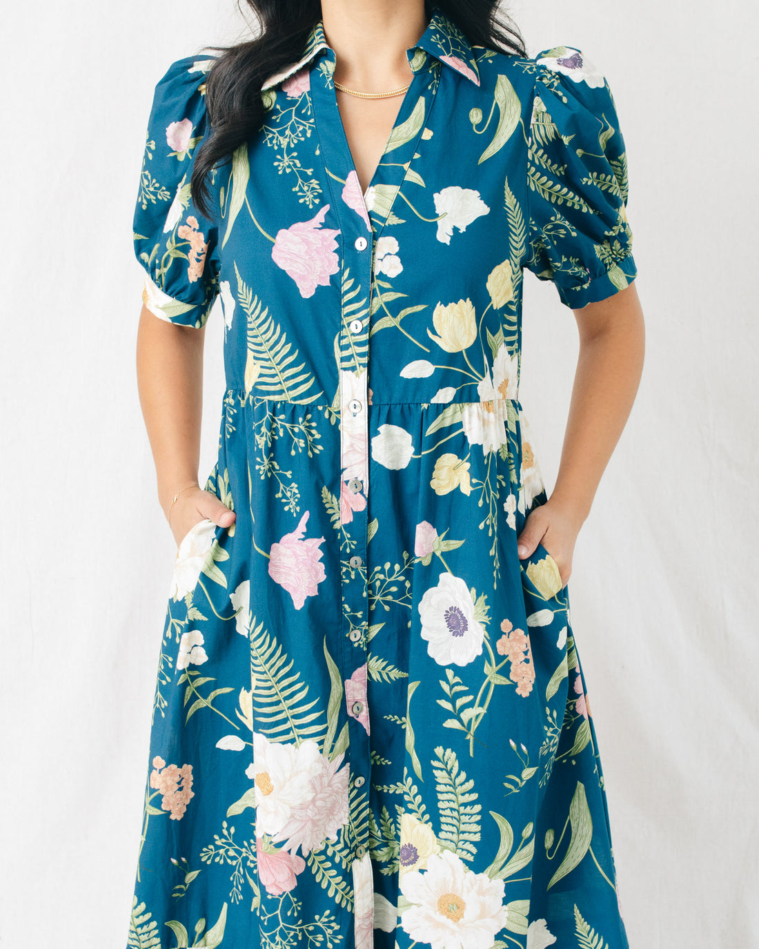 Cerys Floral Print V-Neck Midi Dress