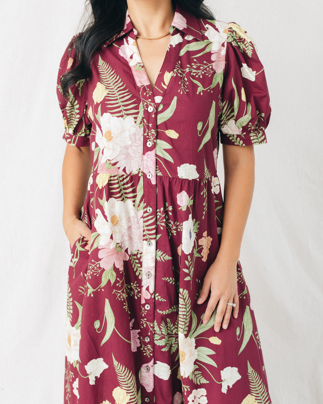 Cerys Floral Print V-Neck Midi Dress