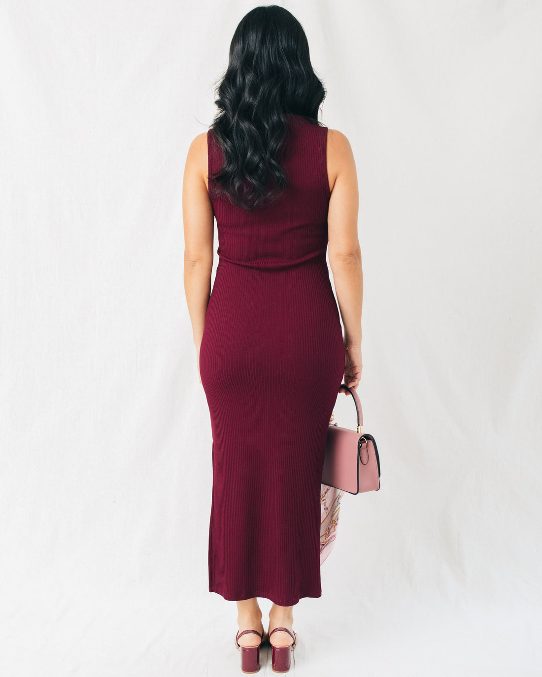 Keep It Simple Sleeveless Mock Neck Slip Midi Dress