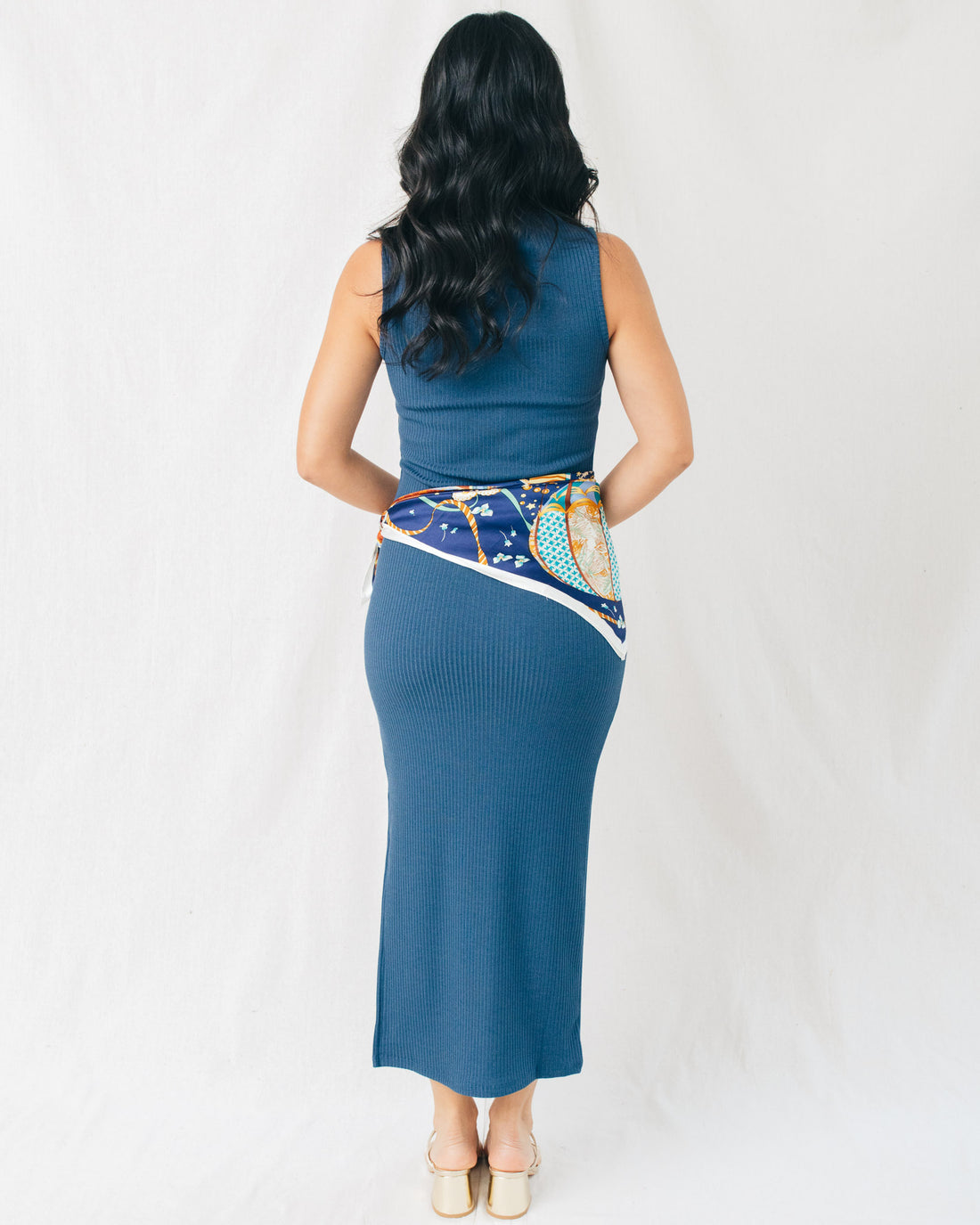 Keep It Simple Sleeveless Mock Neck Slip Midi Dress