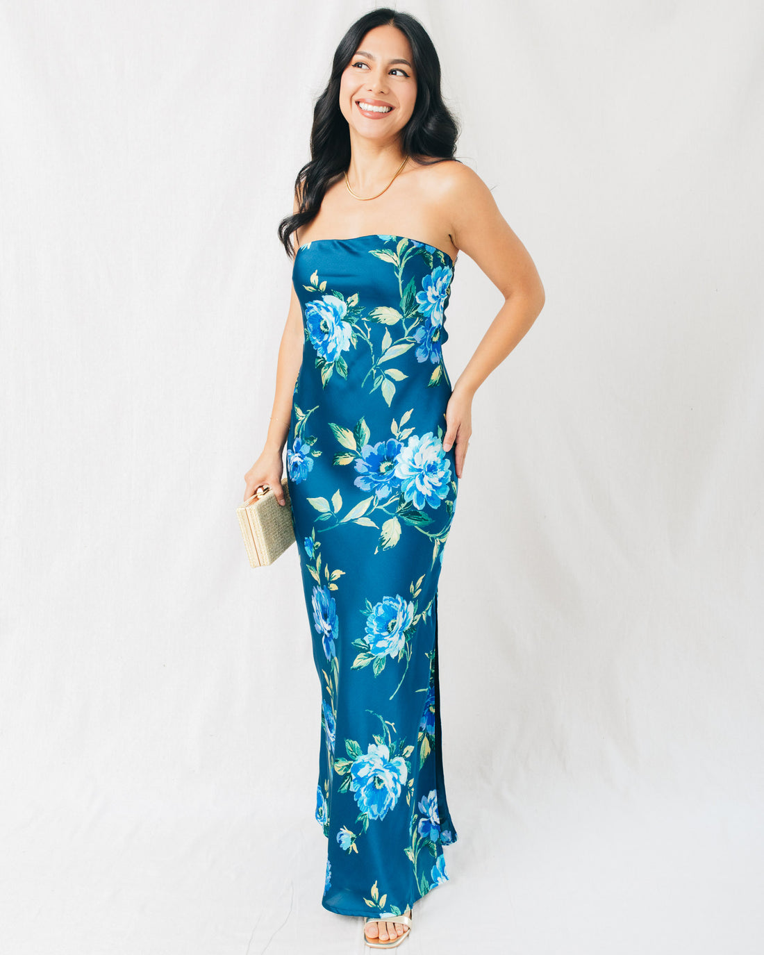 Most Wanted Strapless Bias Cut Maxi Dress