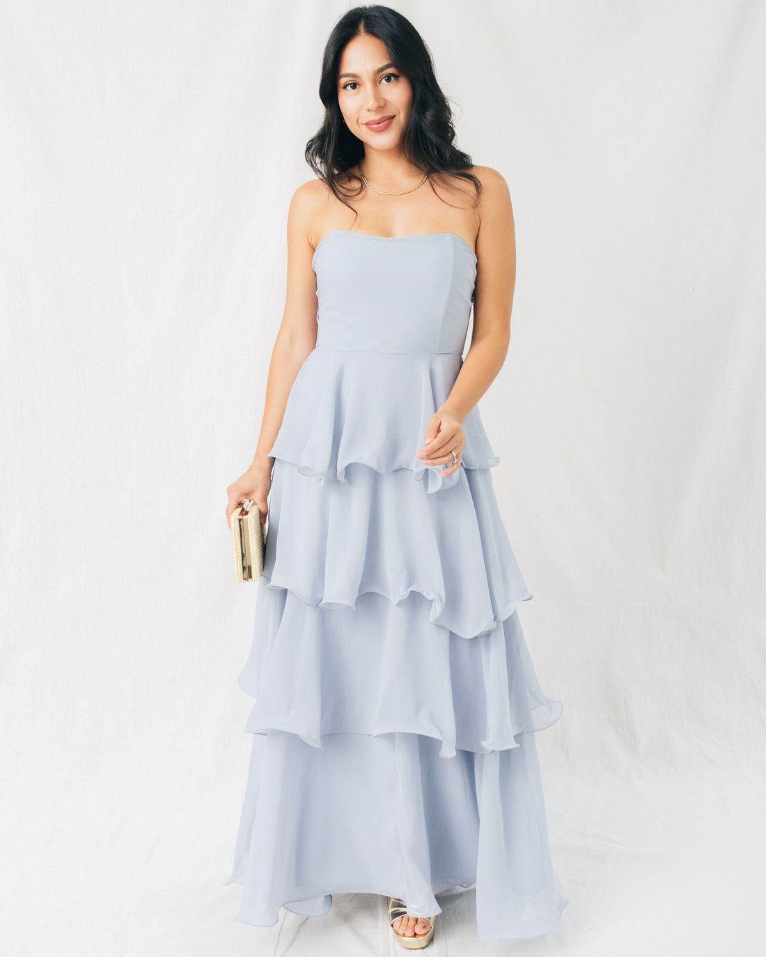 Junia Strapless Chiffon Tiered Maxi Dress