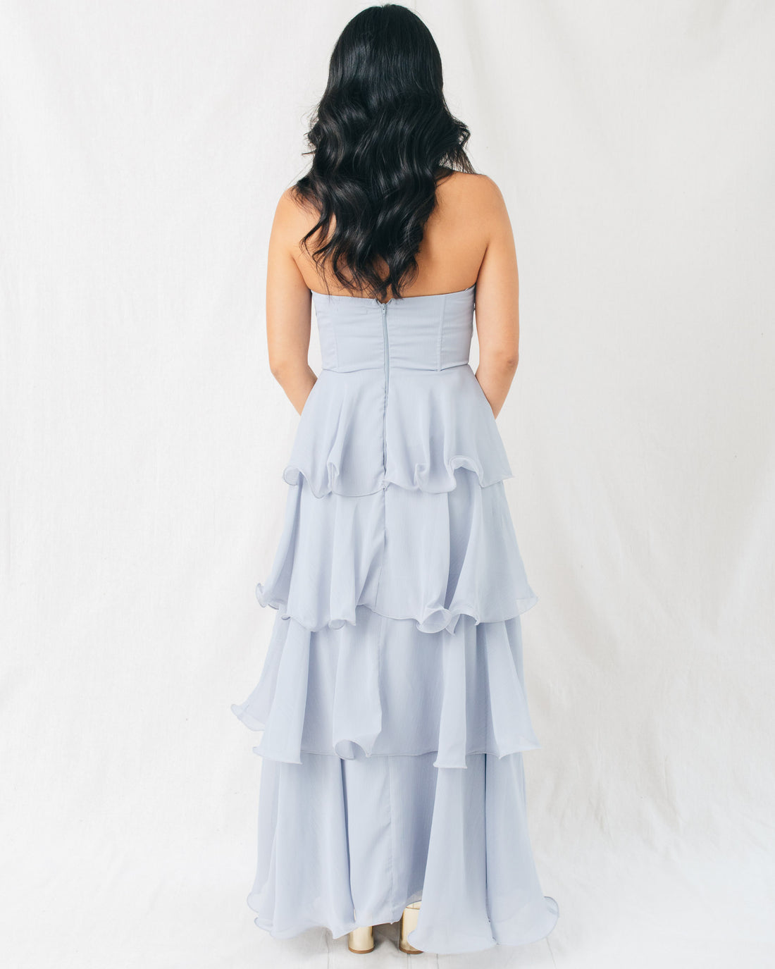 Junia Strapless Chiffon Tiered Maxi Dress