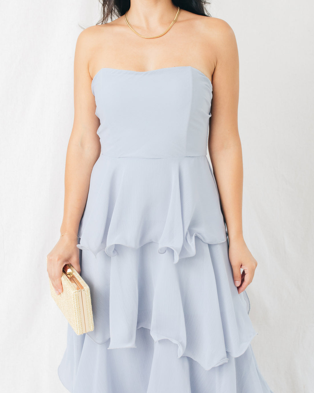 Junia Strapless Chiffon Tiered Maxi Dress