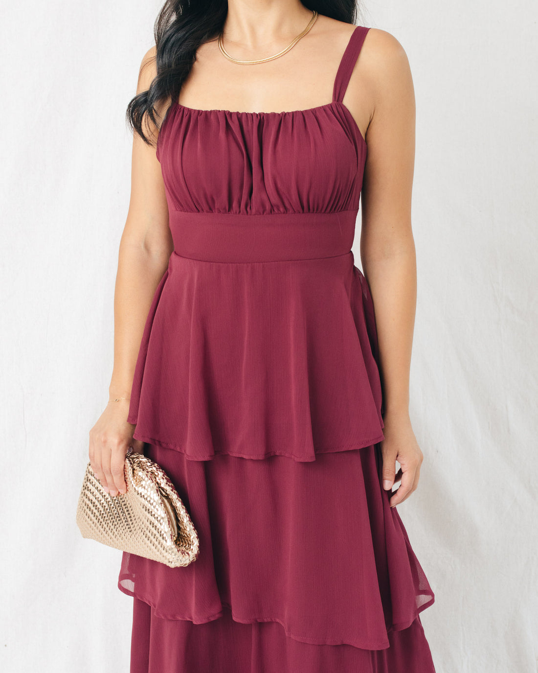 Rosemary Chiffon Tiered Back Tie Maxi Dress