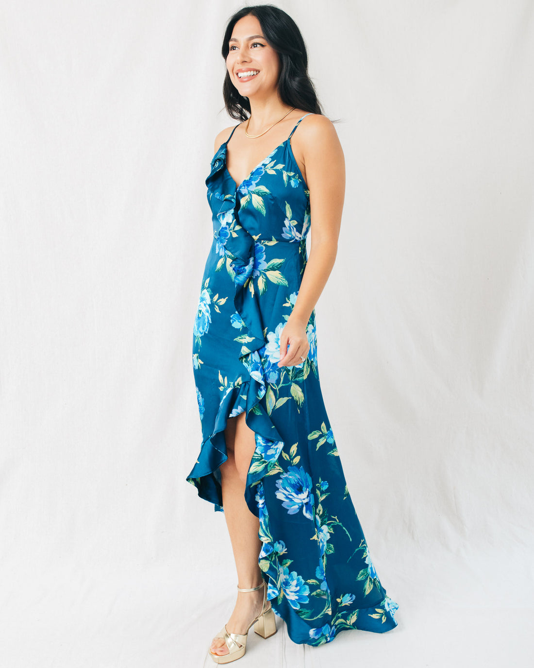 Most Wanted V-Neck Ruffle Maxi Dress