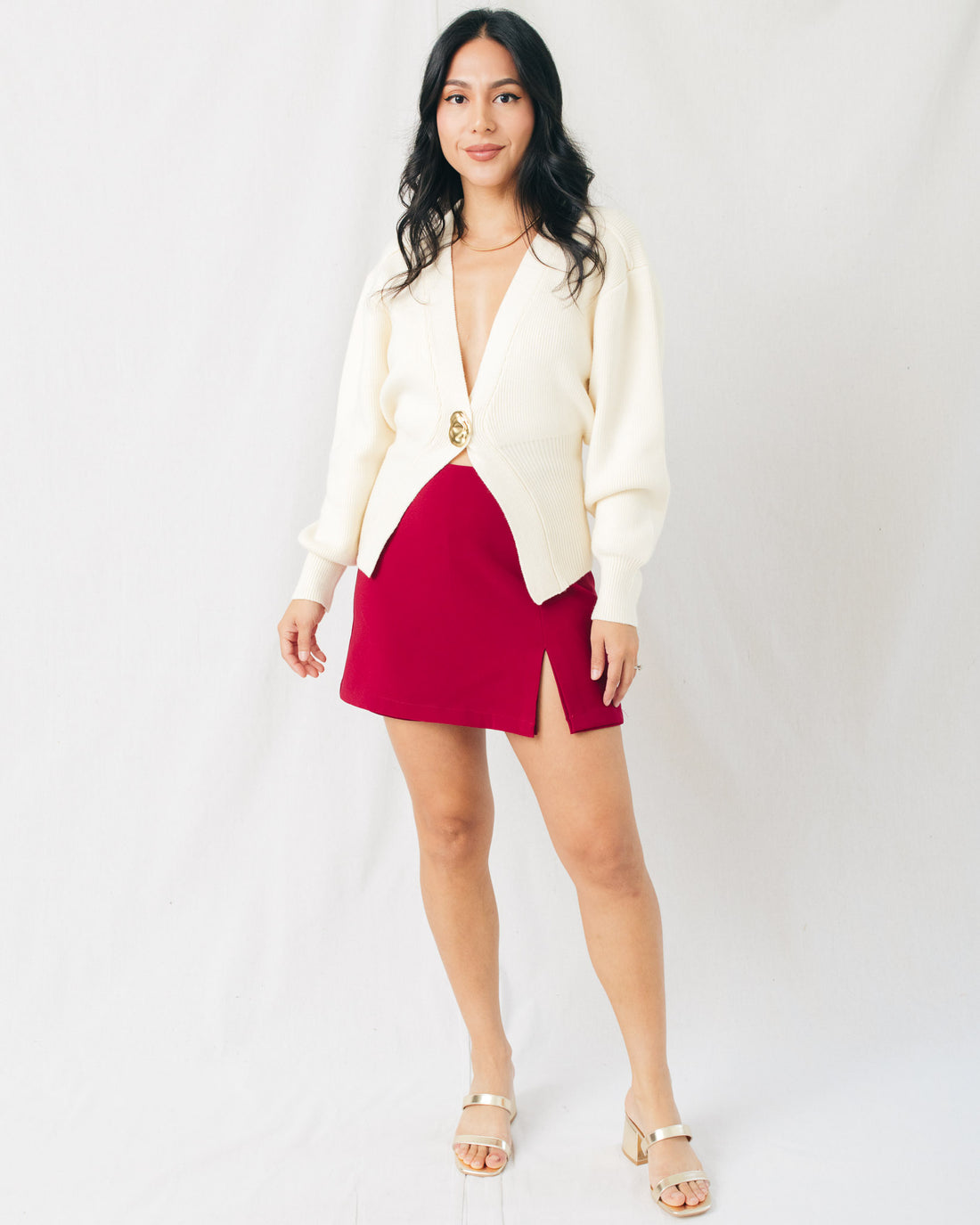 Elowen Classy Elevated Gold Button Cardigan
