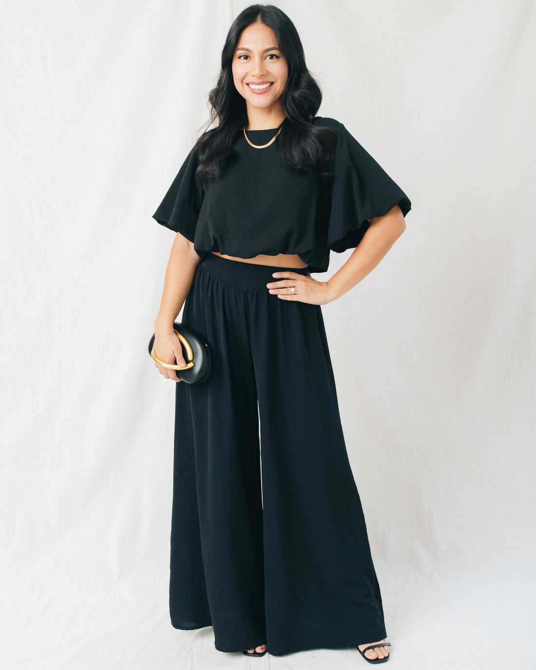Bon Temps Crepe Wide Leg Swing Pants