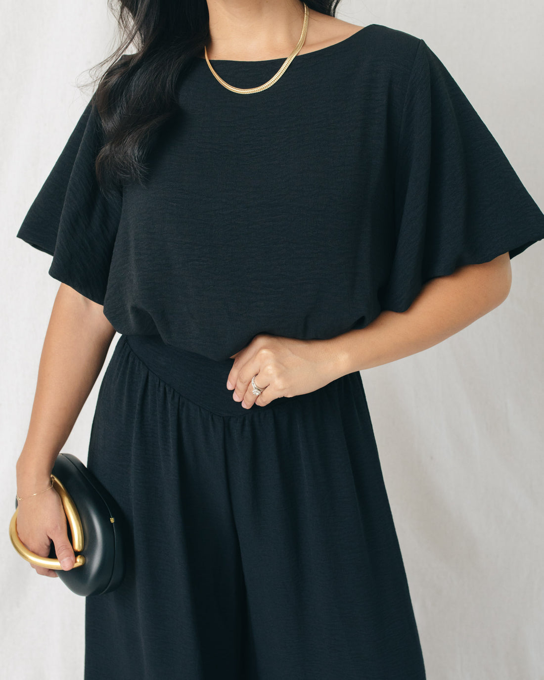 Bahaar Matte Crepe Bubble Sleeve Crop Top