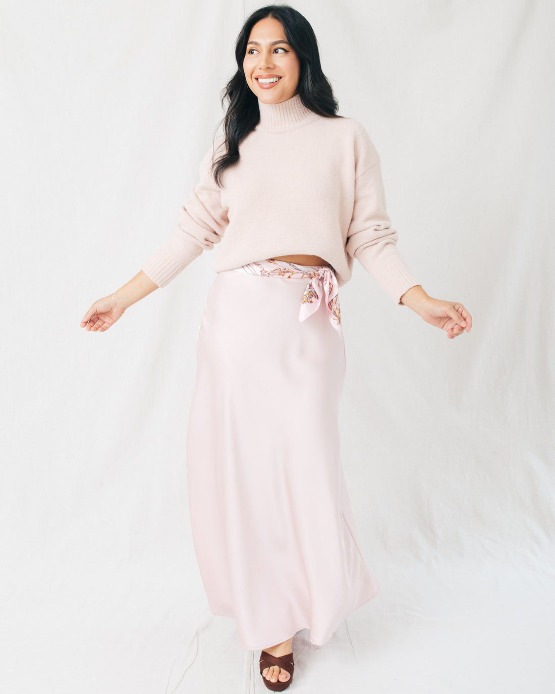 Juliet Bias Cut Satin Maxi Skirt