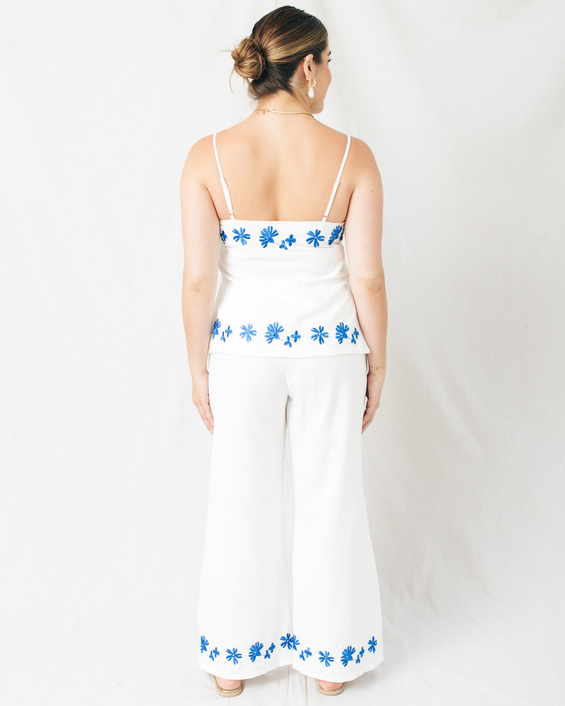 Reina Floral Embroidered Wide Pants