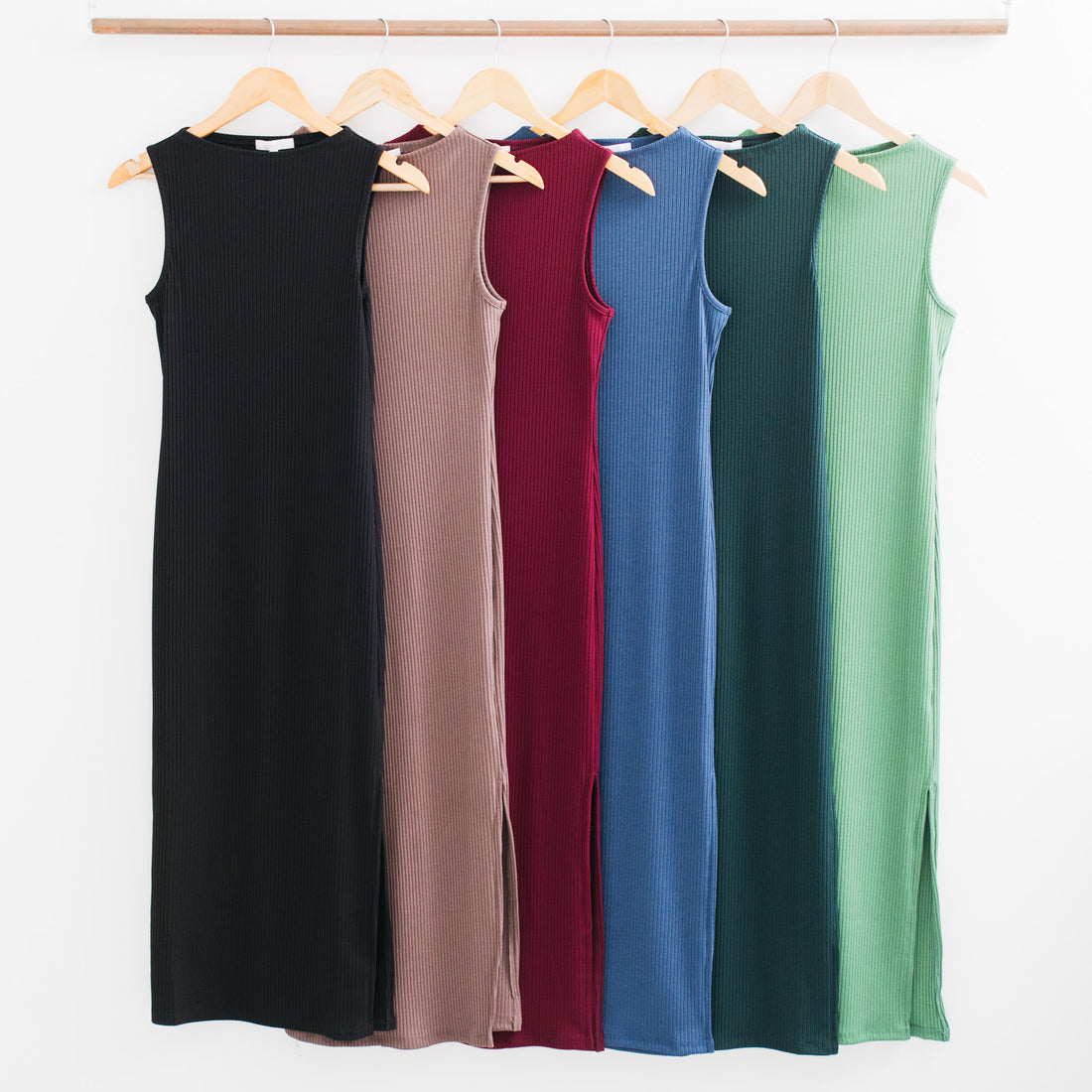 Keep It Simple Sleeveless Mock Neck Slip Midi Dress