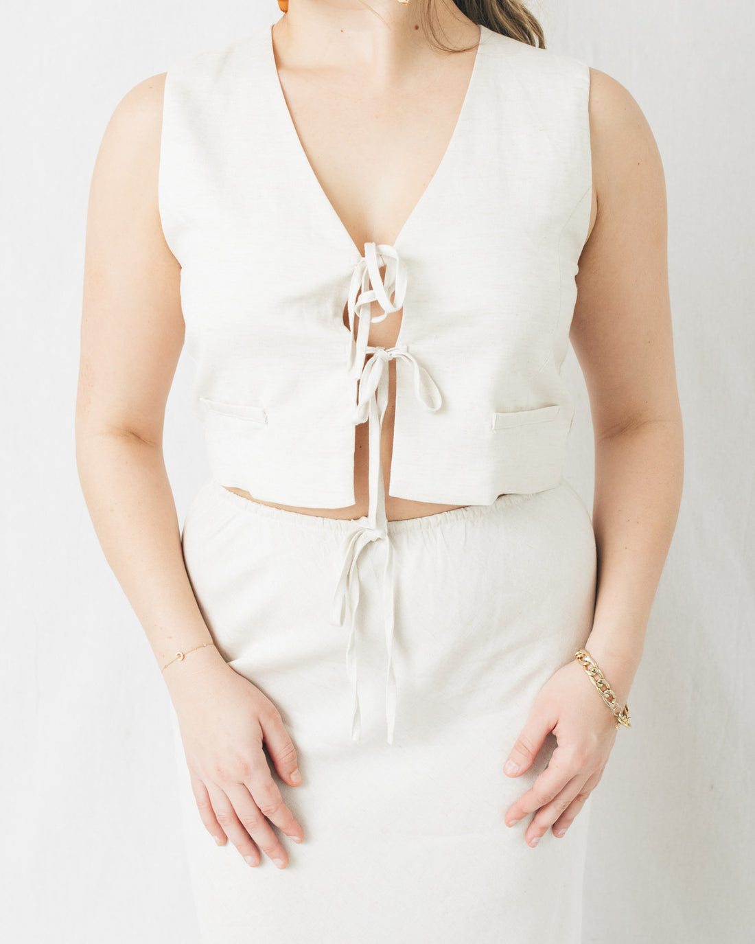 Rachel V-Neck Front Tie Cropped Vest