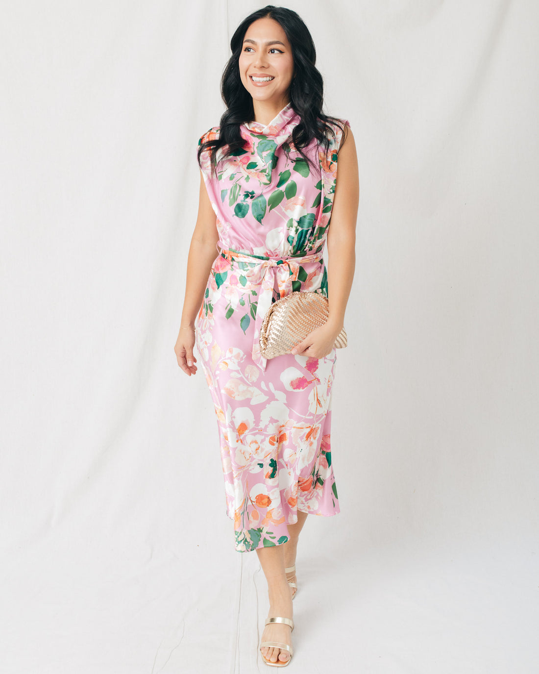 Yolanda Mock Neck Sleeveless Midi Dress