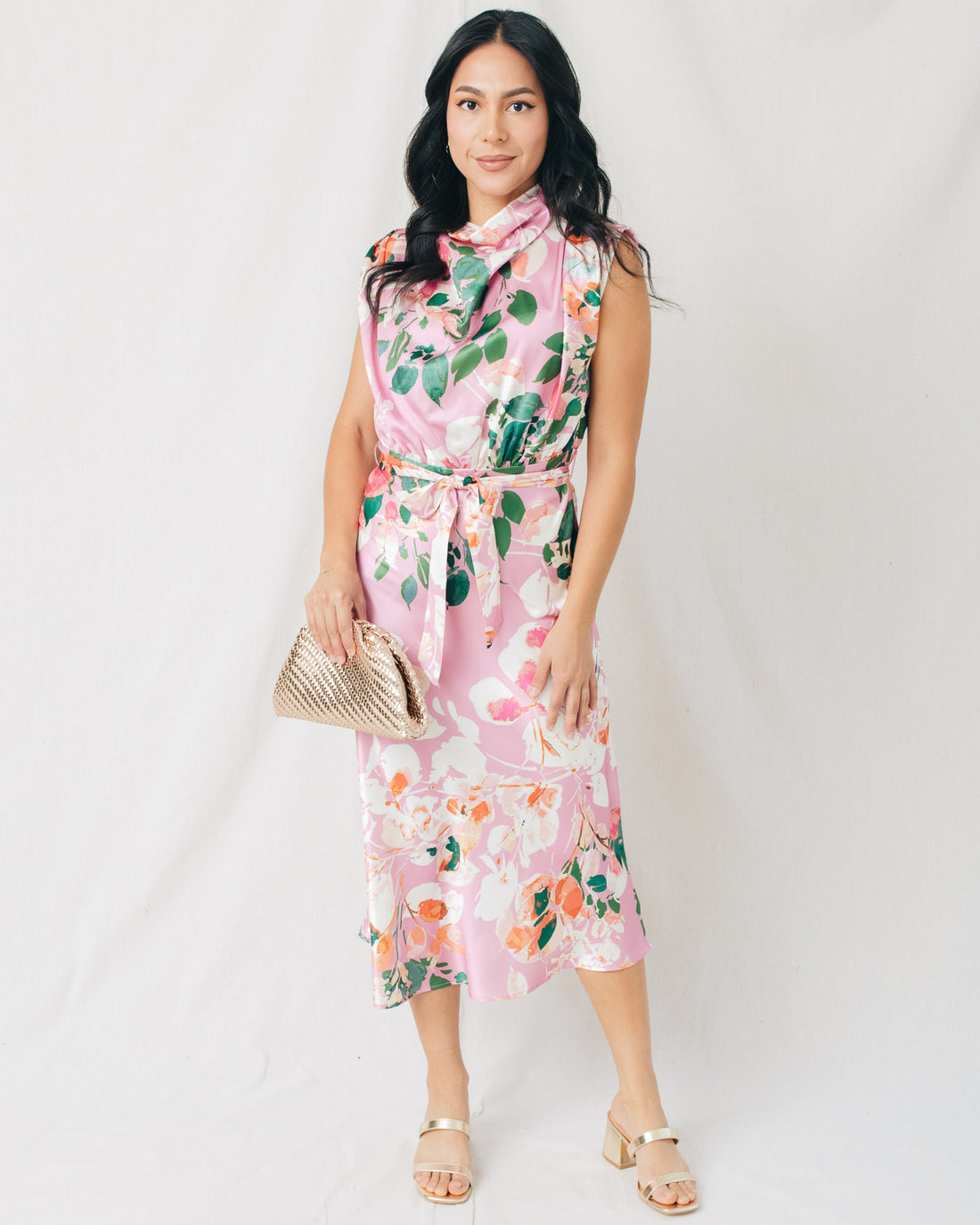 Yolanda Mock Neck Sleeveless Midi Dress