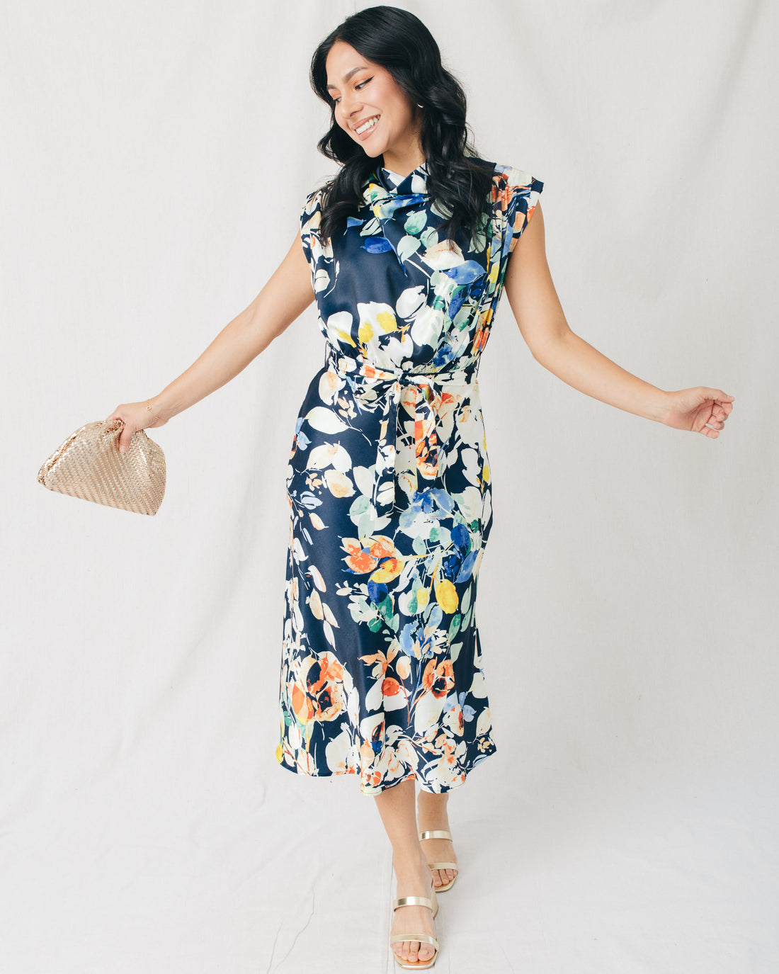 Yolanda Mock Neck Sleeveless Midi Dress