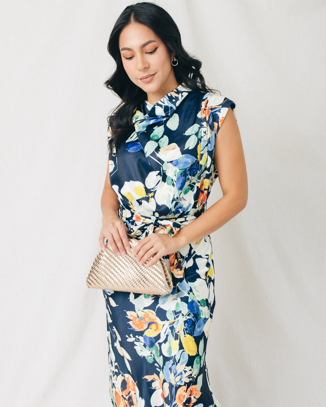 Yolanda Mock Neck Sleeveless Midi Dress