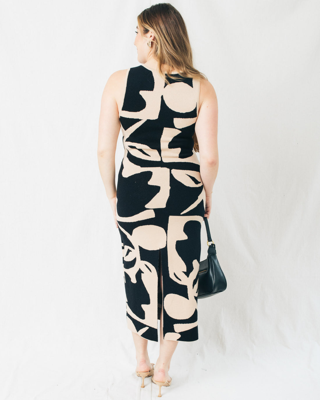 Cameron Abstract Floral Knit Sleeveless Midi Dress