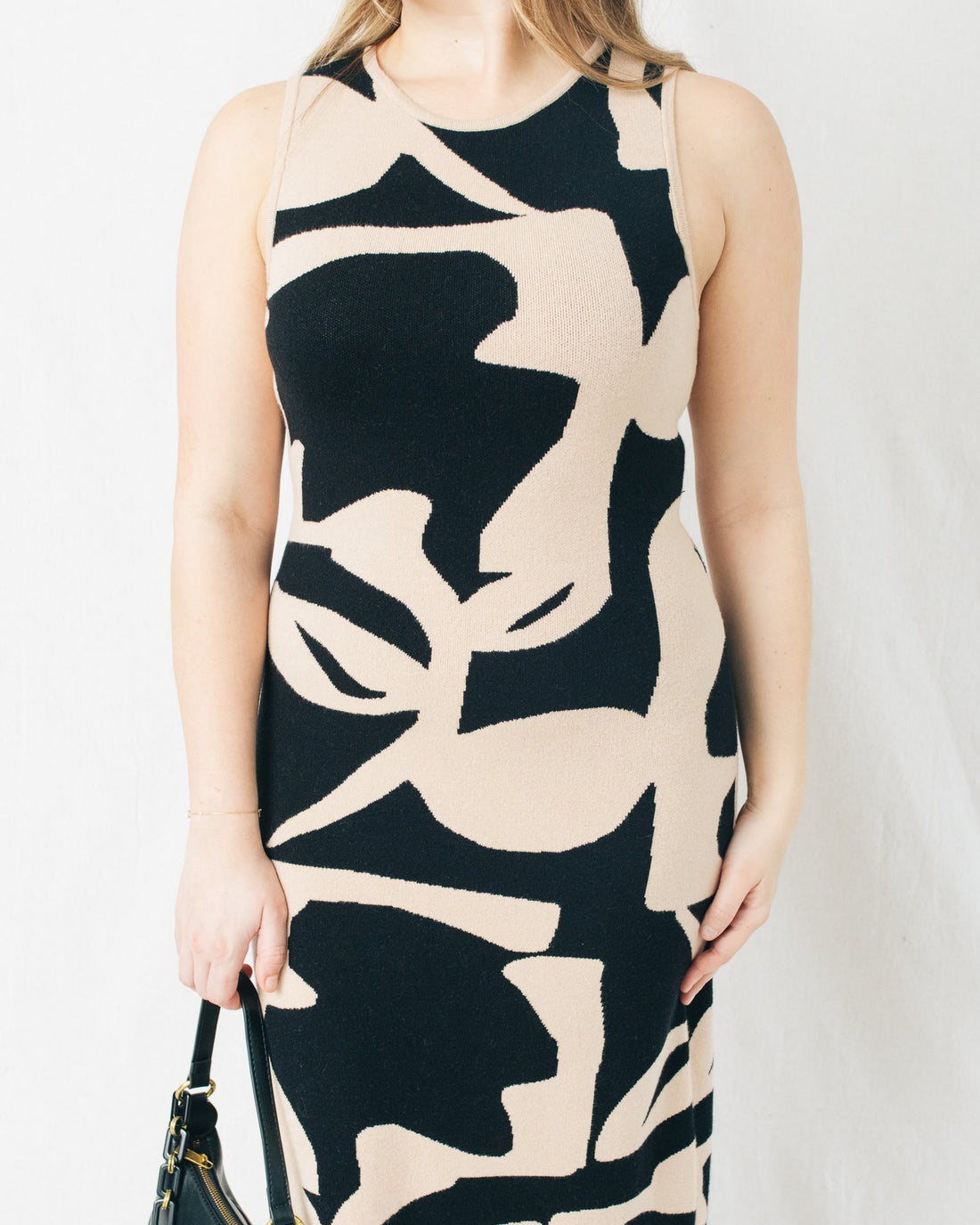 Cameron Abstract Floral Knit Sleeveless Midi Dress