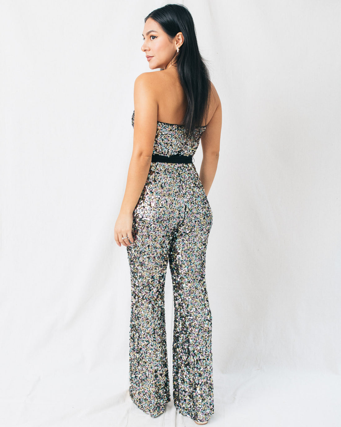 Life's A Party Tube Belted Sequin Jumpsuit