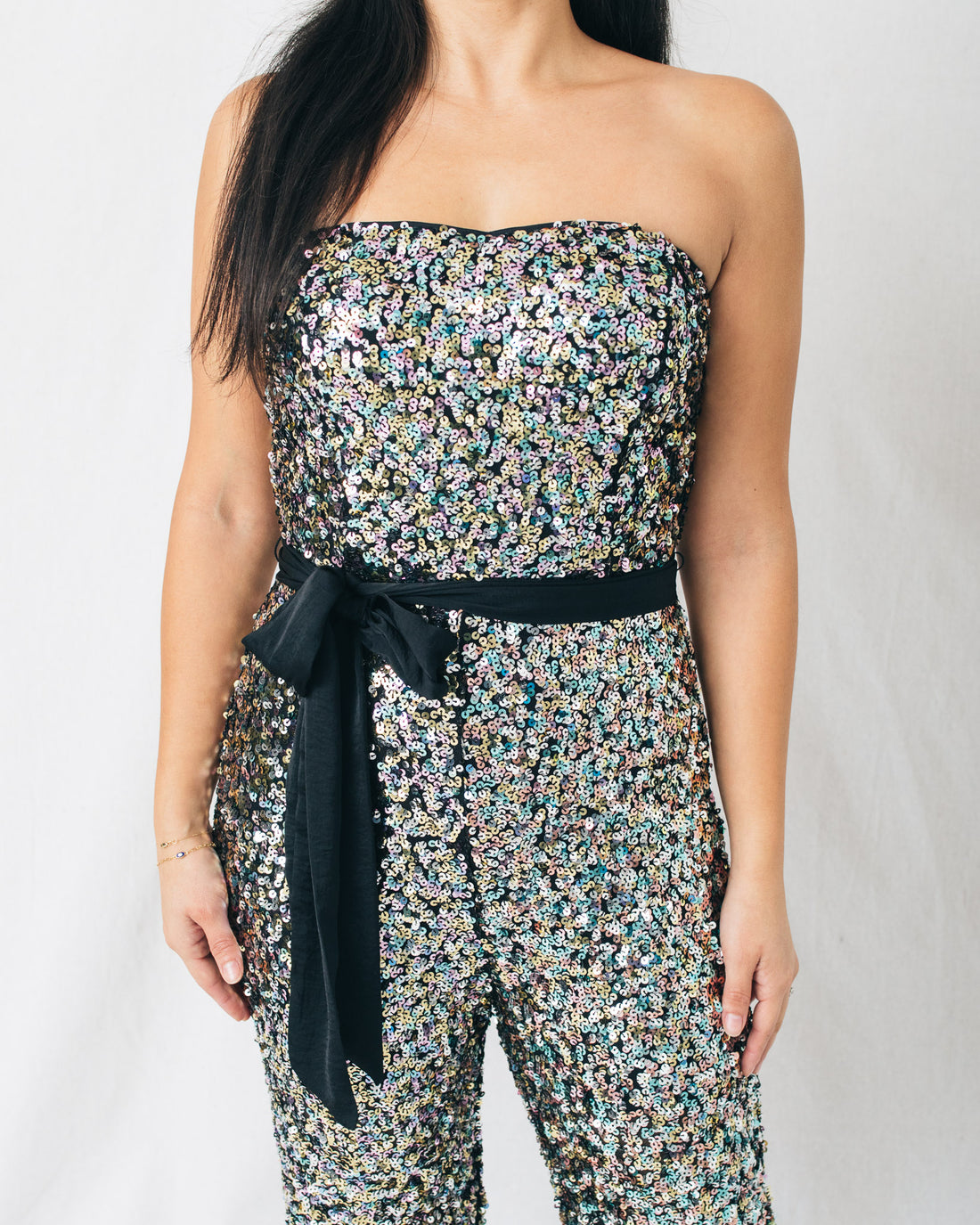 Life's A Party Tube Belted Sequin Jumpsuit