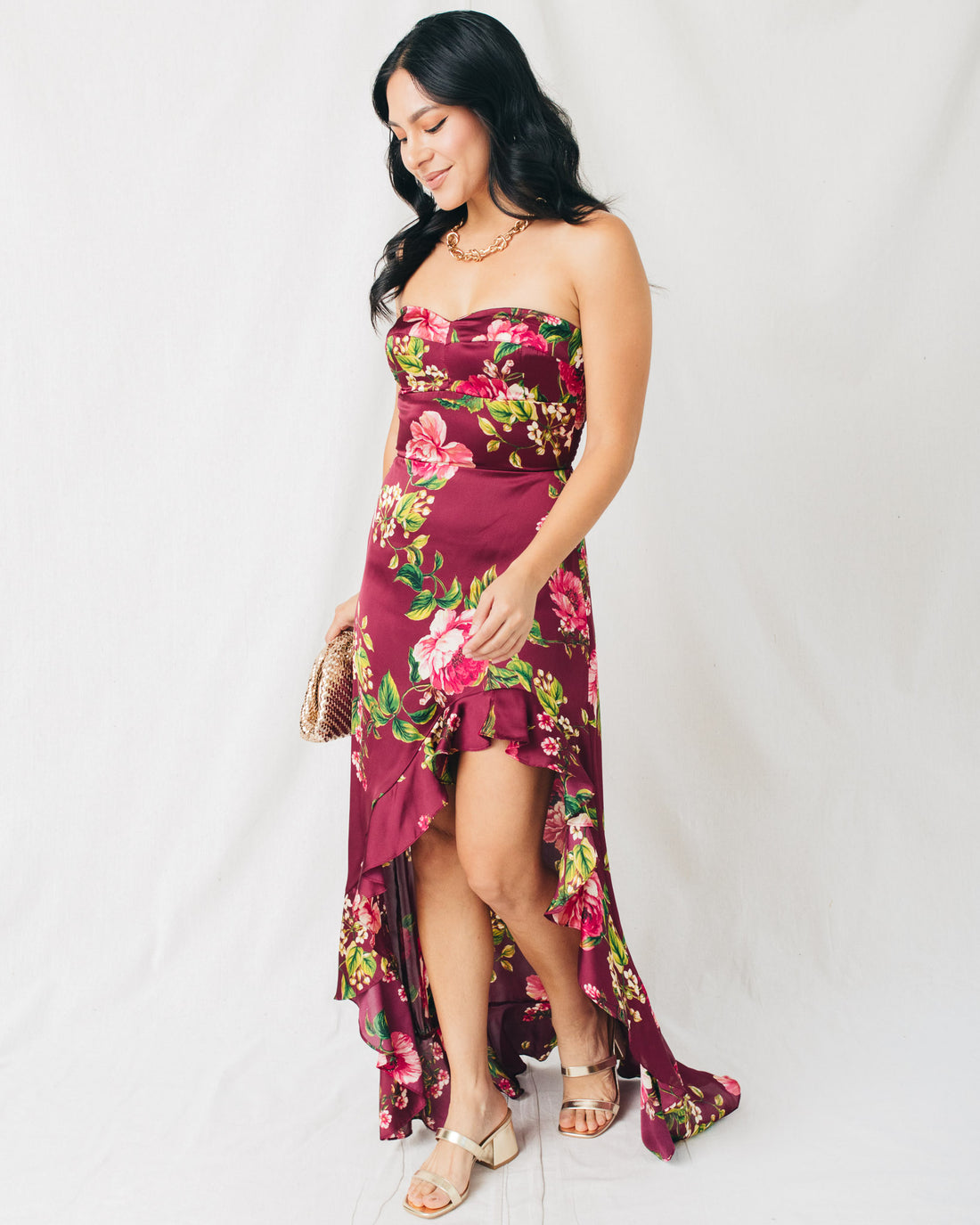 My Darling Asymmetrical Hem Strapless Maxi Dress