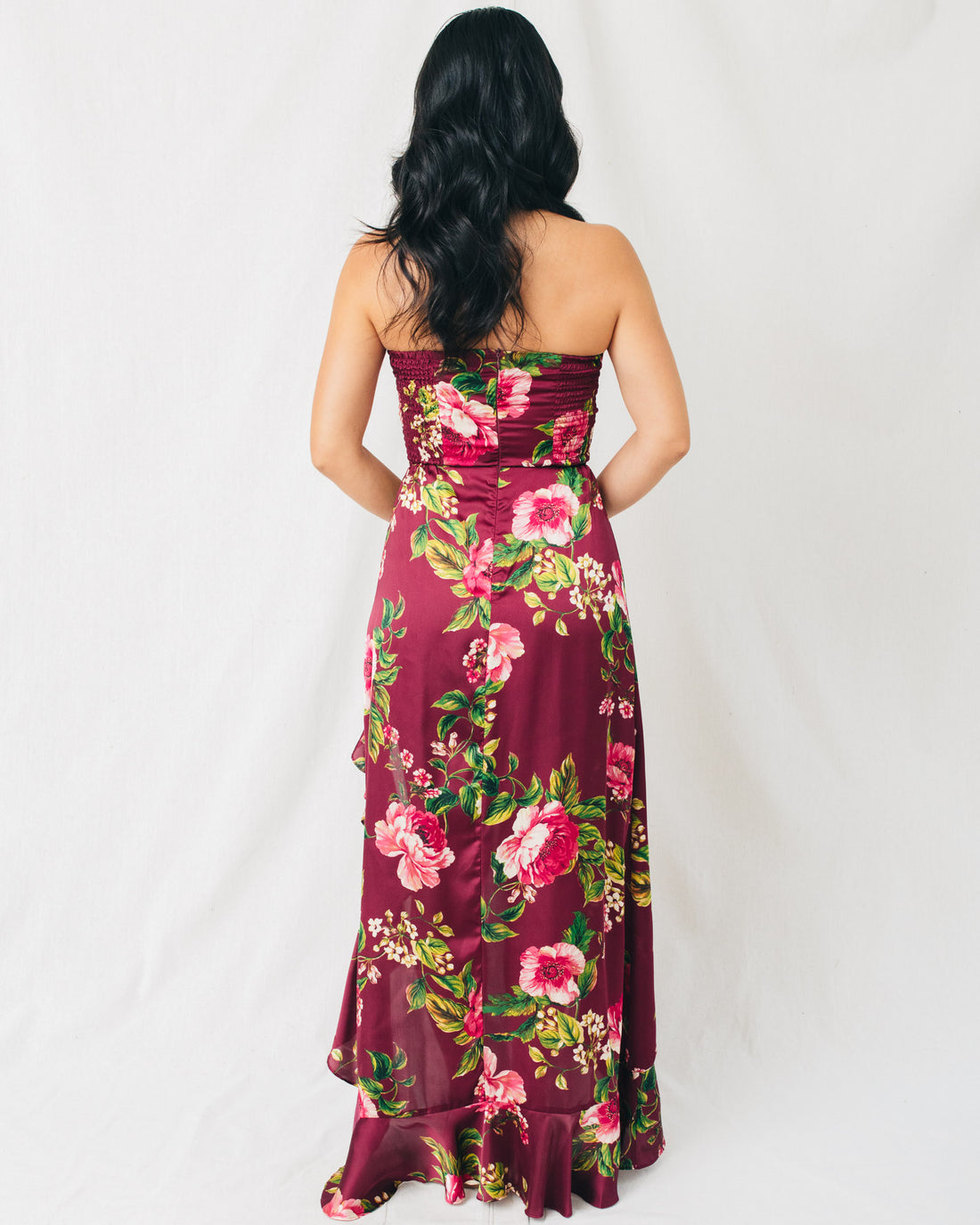 My Darling Asymmetrical Hem Strapless Maxi Dress
