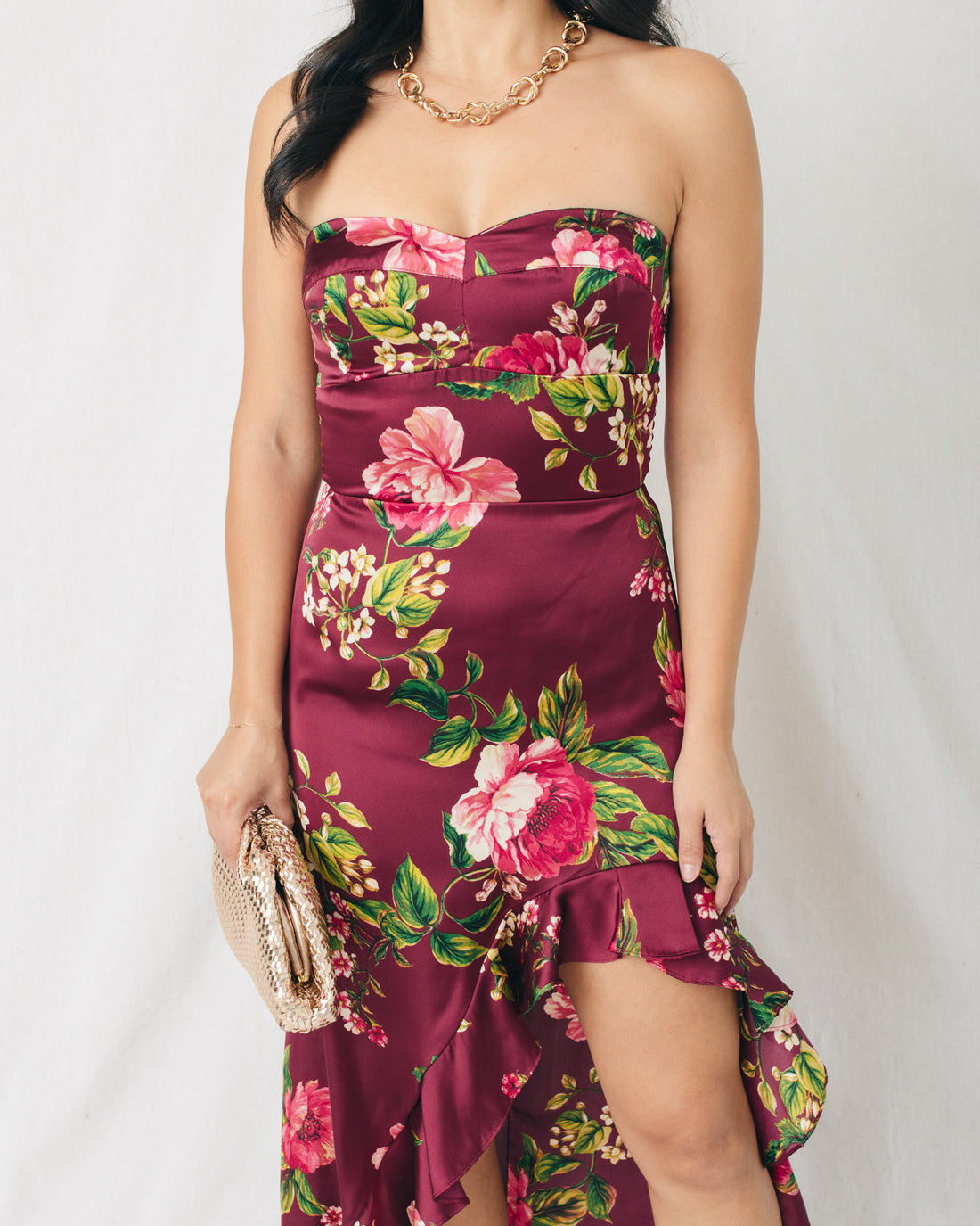 My Darling Asymmetrical Hem Strapless Maxi Dress